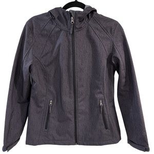 Free Tech Soft Shell Hooded Windbreaker Dark Gray Size 8-10. Very Good Condition